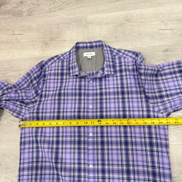 Calvin Klein Men's Purple Checkered Shirt Size M 100% Cotton - Picture 10 of 15